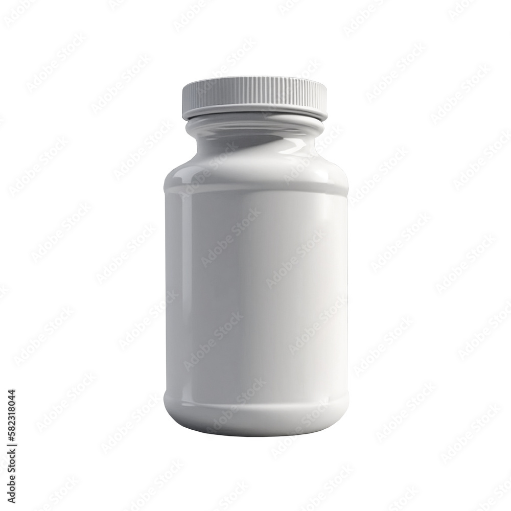 Medicine pill bottle white plastic blank. Vitamin supplement jar mockup design. Medicine pill bottle white plastic blank. Vitamin supplement jar mockup design.