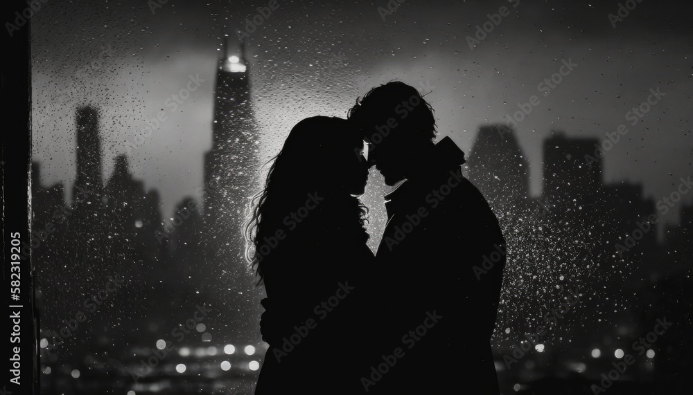 Silhouette of Couple In Love, 