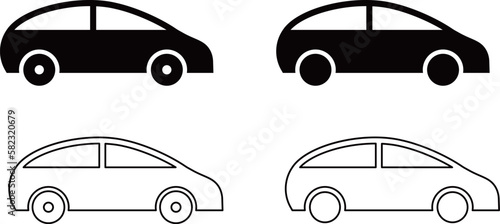 横向きの車のアイコンセット