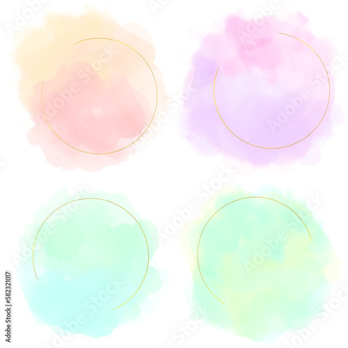 Watercolor Clouds with Gold Rings