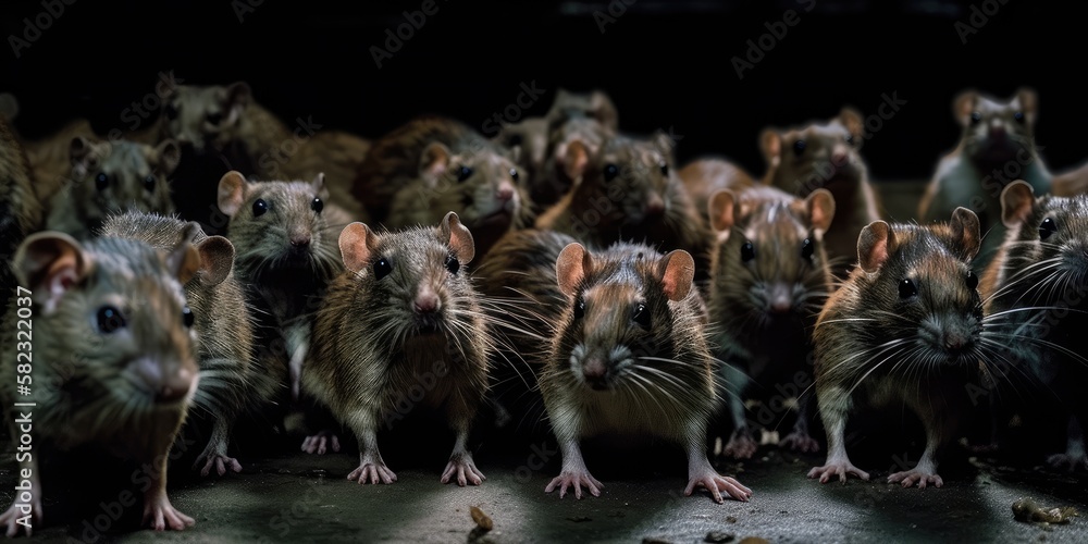A lot of starving rats waiting to be fed up. Generative ai ilustração