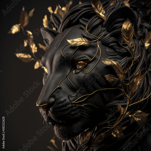 Black and Gold Lion - Generative Ai 