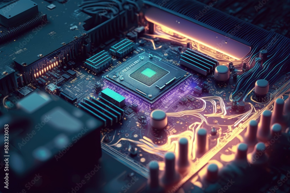 Fototapeta premium Abstract circuit board technology background. Modern Electronic technology futuristic.Generative AI