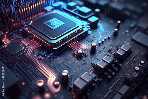 Abstract circuit board technology background. Modern Electronic technology futuristic.Generative AI