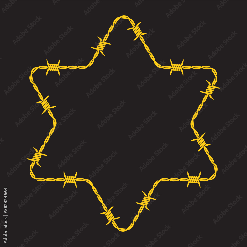 Star of David. Abstract barbed wire six-pointed star. Holocaust Remembrance Day. Vector illustration. Star of David. Abstract barbed wire six-pointed star. Holocaust Remembrance Day. Vector illustration.