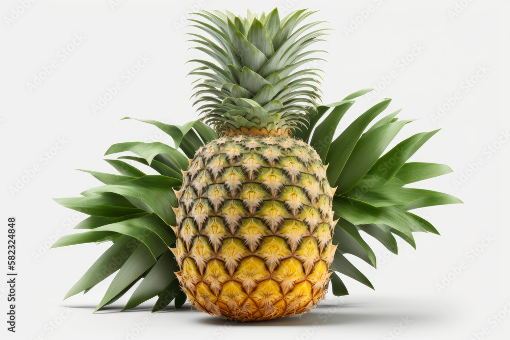 Beautiful gorgeous pineapple white background, Generative AI