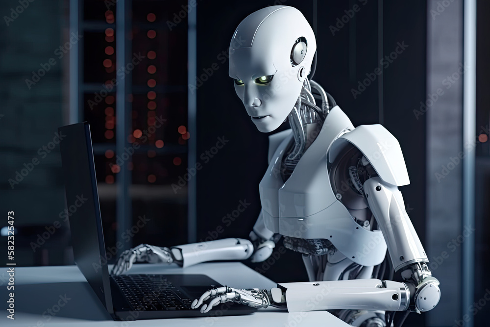 Weißer Roboter übernimmt menschliche Arbeit