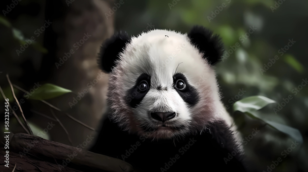 Baby panda bear, generative AI. Baby panda bear, generative AI.