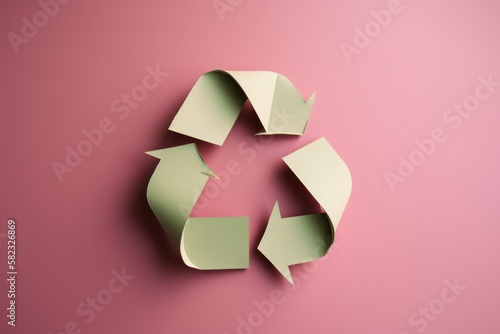 recycle symbol on pink background