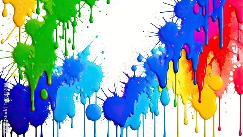 Multicolored paint stains on a white background