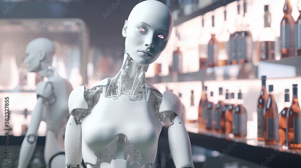 Android bartender. sketch art for artist creativity and inspiration. generative AI Android bartender. sketch art for artist creativity and inspiration. generative AI