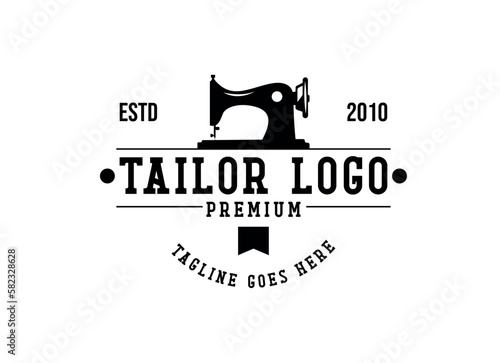 Vintage tailor shop logo inspiration. Textile or industry design template . Vector illustration concept