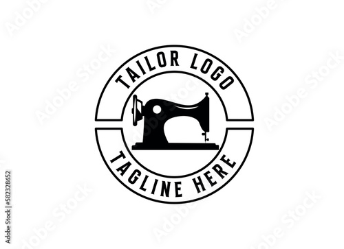 Vintage tailor shop logo inspiration. Textile or industry design template . Vector illustration concept
