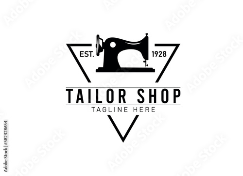 Vintage tailor shop logo inspiration. Textile or industry design template . Vector illustration concept