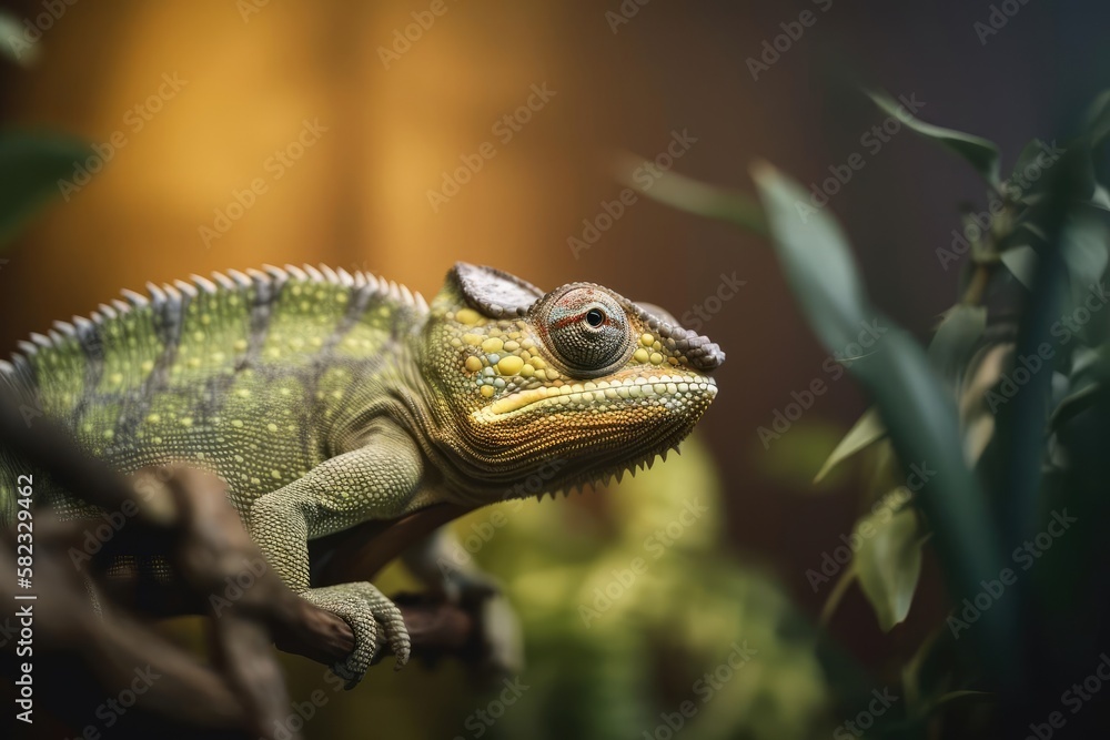 Obraz premium Fascinating Chameleon with Vibrant Colors and Patterns, created with Generative AI technology