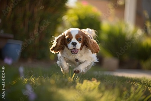 Affectionate Cavalier King Charles Spaniel in a Cozy Setting, created with Generative AI technology