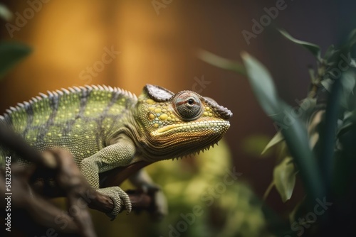 Fascinating Chameleon with Vibrant Colors and Patterns, created with Generative AI technology