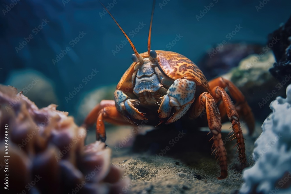 Colorful Hermit Crab, created with Generative AI technology