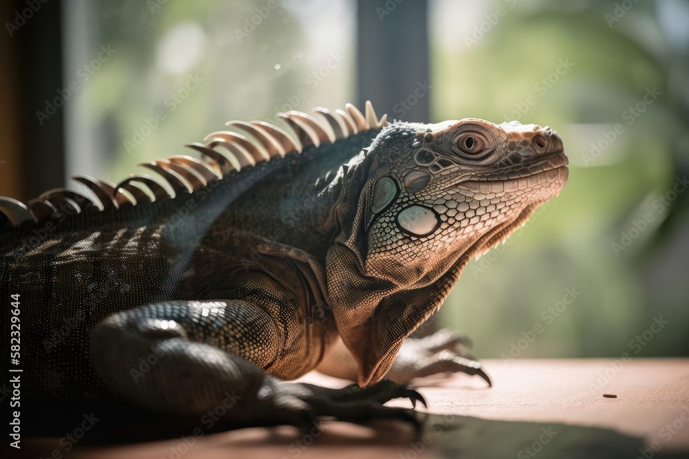 Fototapeta premium Captivating Iguana, created with Generative AI technology