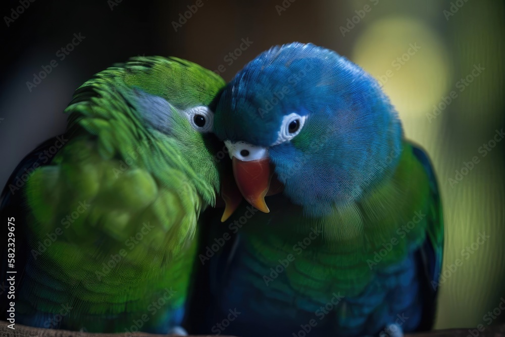 Affectionate Lovebirds, created with Generative AI technology