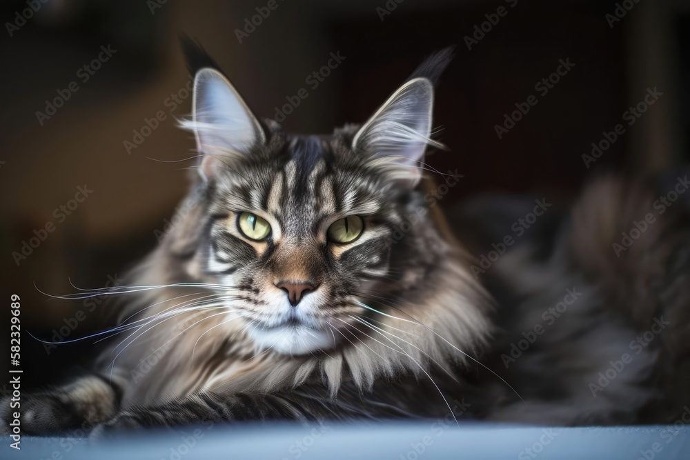 Magnificent Maine Coon Cat, created with Generative AI technology
