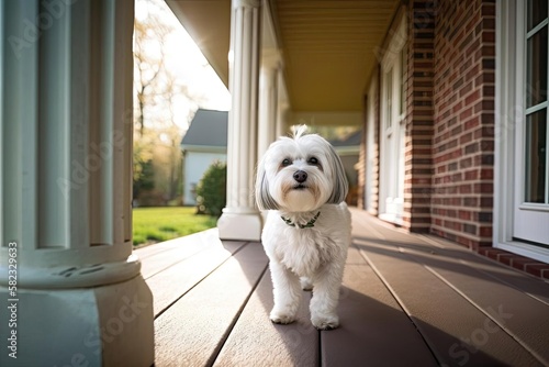 Fluffy Havanese Dog Posing with a Playful Smile, created with Generative AI technology