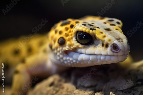 Fascinating Leopard Gecko Prowling in Its Habitat, created with Generative AI technology