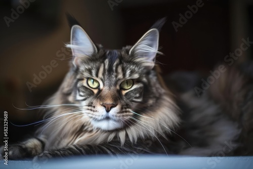 Magnificent Maine Coon Cat, created with Generative AI technology