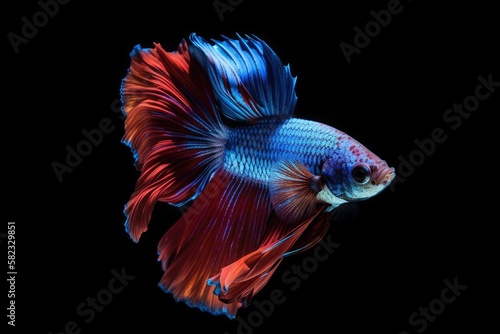 Captivating Siamese Fighting Fish Displaying Vibrant Fins, created with Generative AI technology