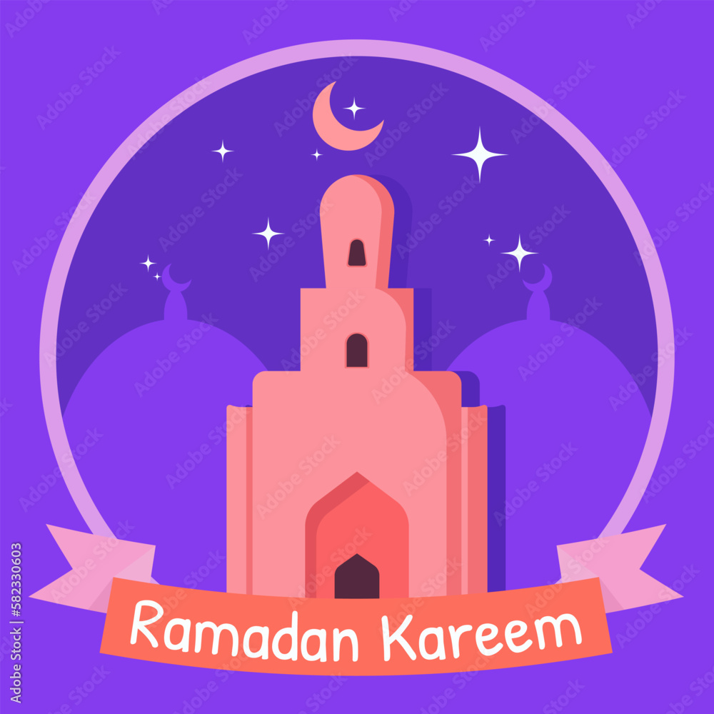 vector illustration of ramadan kareem, flat design style