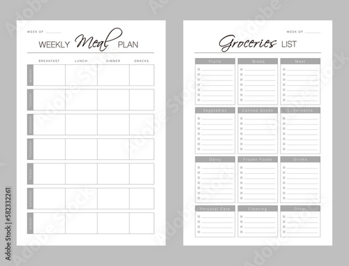 (Simple) Groceries List and Meal plan Planner. Plan your day make dream happen.