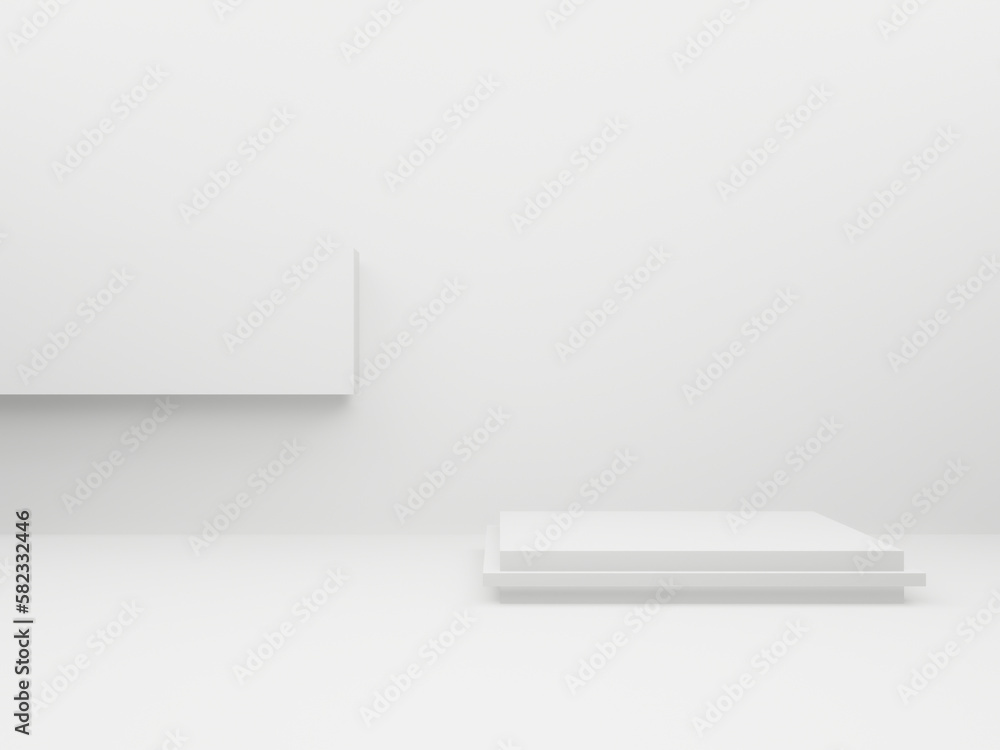 3D white geometric podium. 3D white geometric podium.