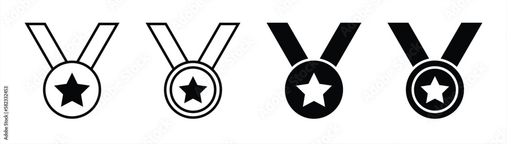 badge medal icon set. champion medal icon sign symbol collections, vector illustration badge medal icon set. champion medal icon sign symbol collections, vector illustration