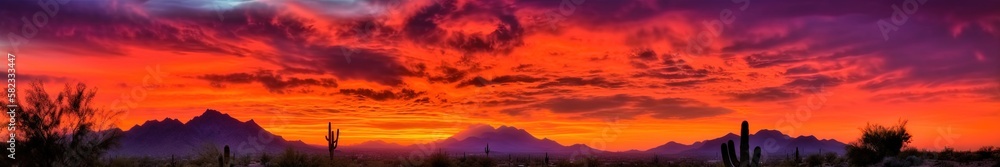 colorful vibrant sunset in the Arizona desert, 