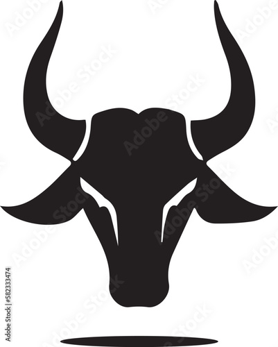 Simple black and white bull head vector logo