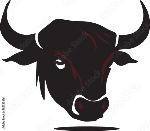 Simple black and white bull head vector logo