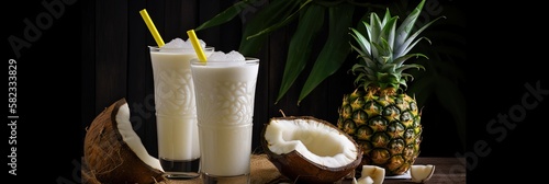 frosty pina colada with pineapple and coconut