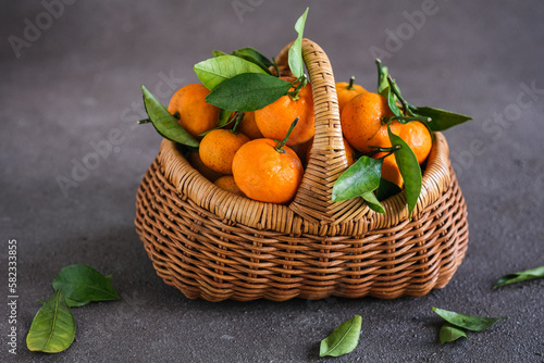 jeruk santang madu (Citrus sinensis) on dark background. often consumed during Chinese new year