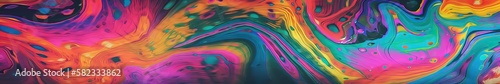 colorful polychromatic rainbow liquid paint swirls