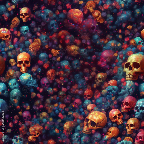 ***TILED*** Colorful Skulls