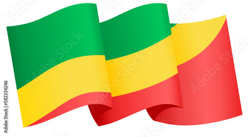 Republic of the Congo flag wave isolated on png or transparent background