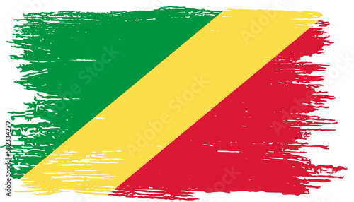 Republic of the Congo flag with brush paint textured isolated  on png or transparent background
