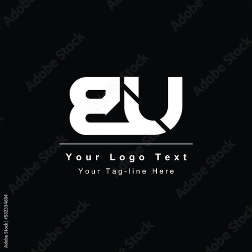 Premium Initial Letter BU logo design. Trendy awesome artistic black and white color BU UB initial based Alphabet icon logo