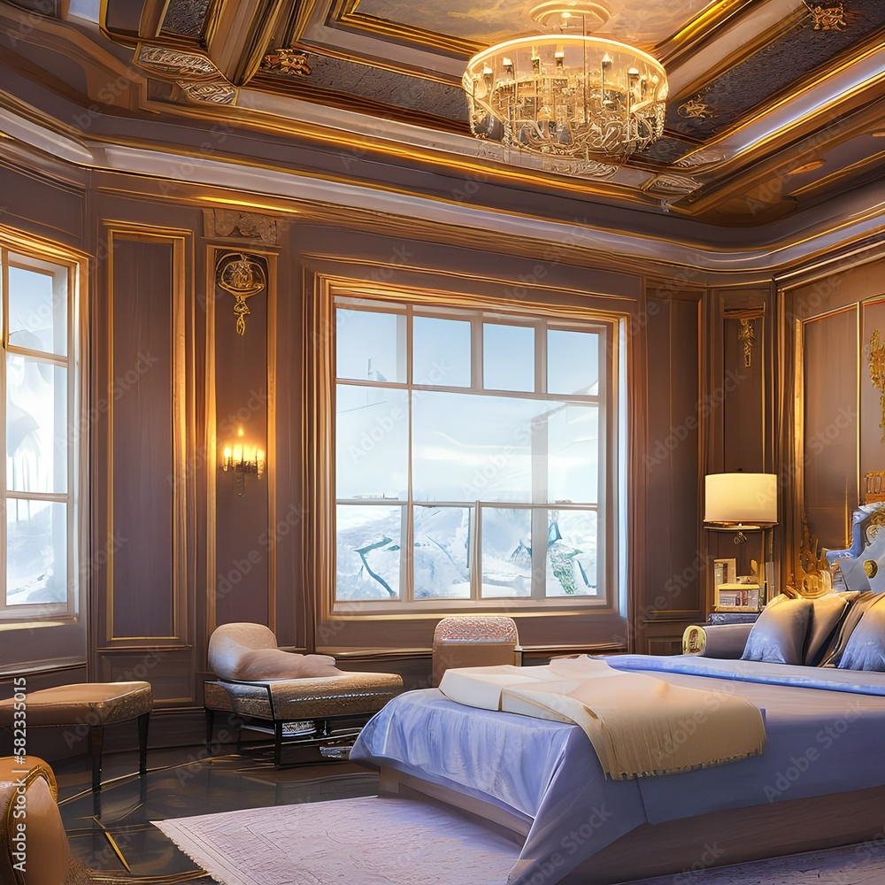 Fototapeta premium 9 A bedroom that has a television in the center of the room3, Generative AI