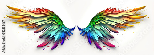 rainbow wings isolated on white background