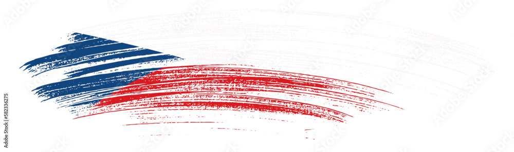 Obraz premium Czech Republic flag with brush paint textured isolated on png
