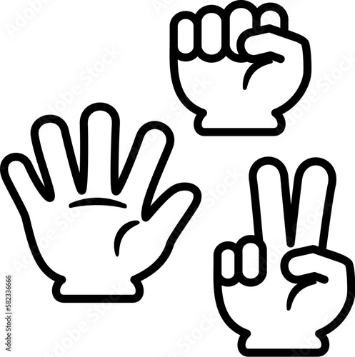 ジャンケンの手のアイコンセット