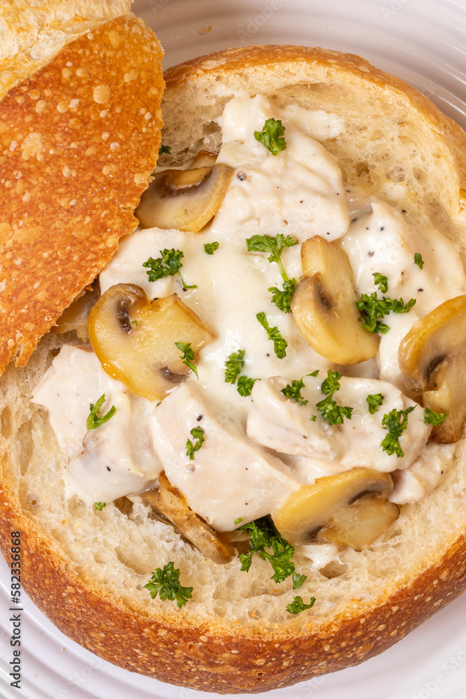 bread stuffed with chicken and mushrooms bread stuffed with chicken and mushrooms