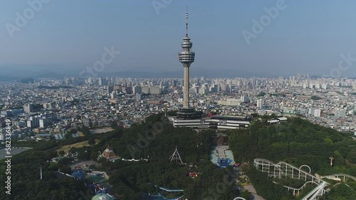 Daegu, Korea - Daegu tower, a landmark or symbol of daegu city (aerial photography) photo