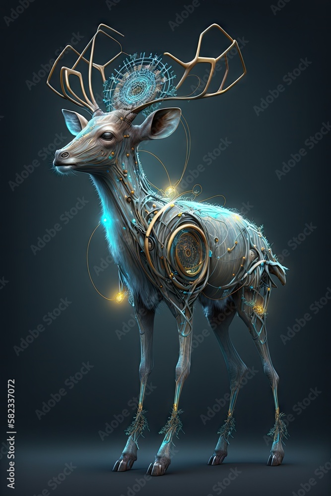 Meet Beautiful Futuristic Designer Art of Deer Animal: A Striking, Cool, Otherworldly, Artistic Illustration Ideal for High-Tech and Sci-Fi Design Projects (Generative AI) Meet Beautiful Futuristic Designer Art of Deer Animal: A Striking, Cool, Otherworldly, Artistic Illustration Ideal for High-Tech and Sci-Fi Design Projects (Generative AI)